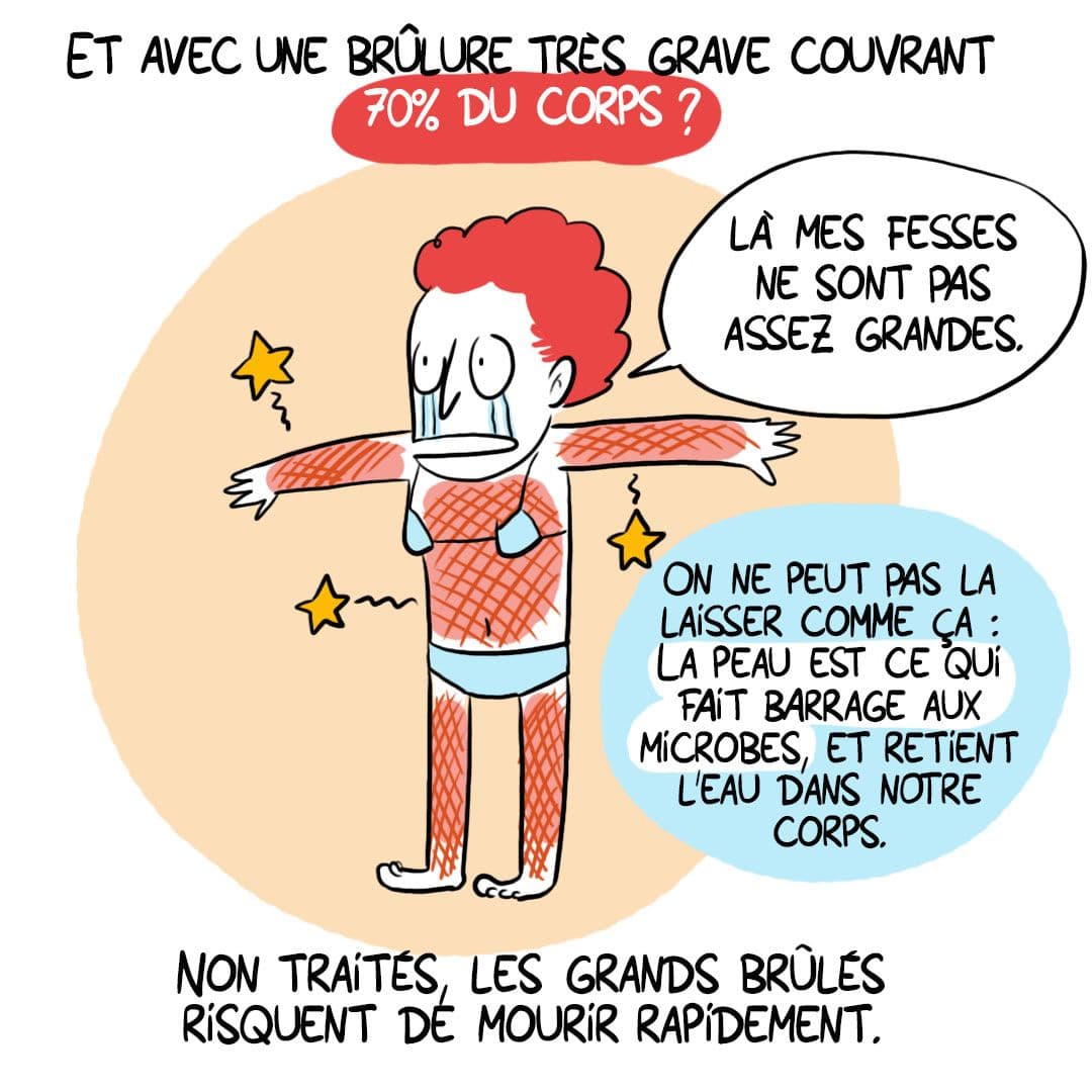 Case 3 de la BD "La femme enceinte au secours des grands brûlés""